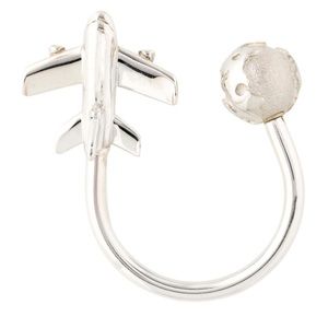 Authentic Tiffany & Co. Airplane pilot gift World Earth horseshoe key ring